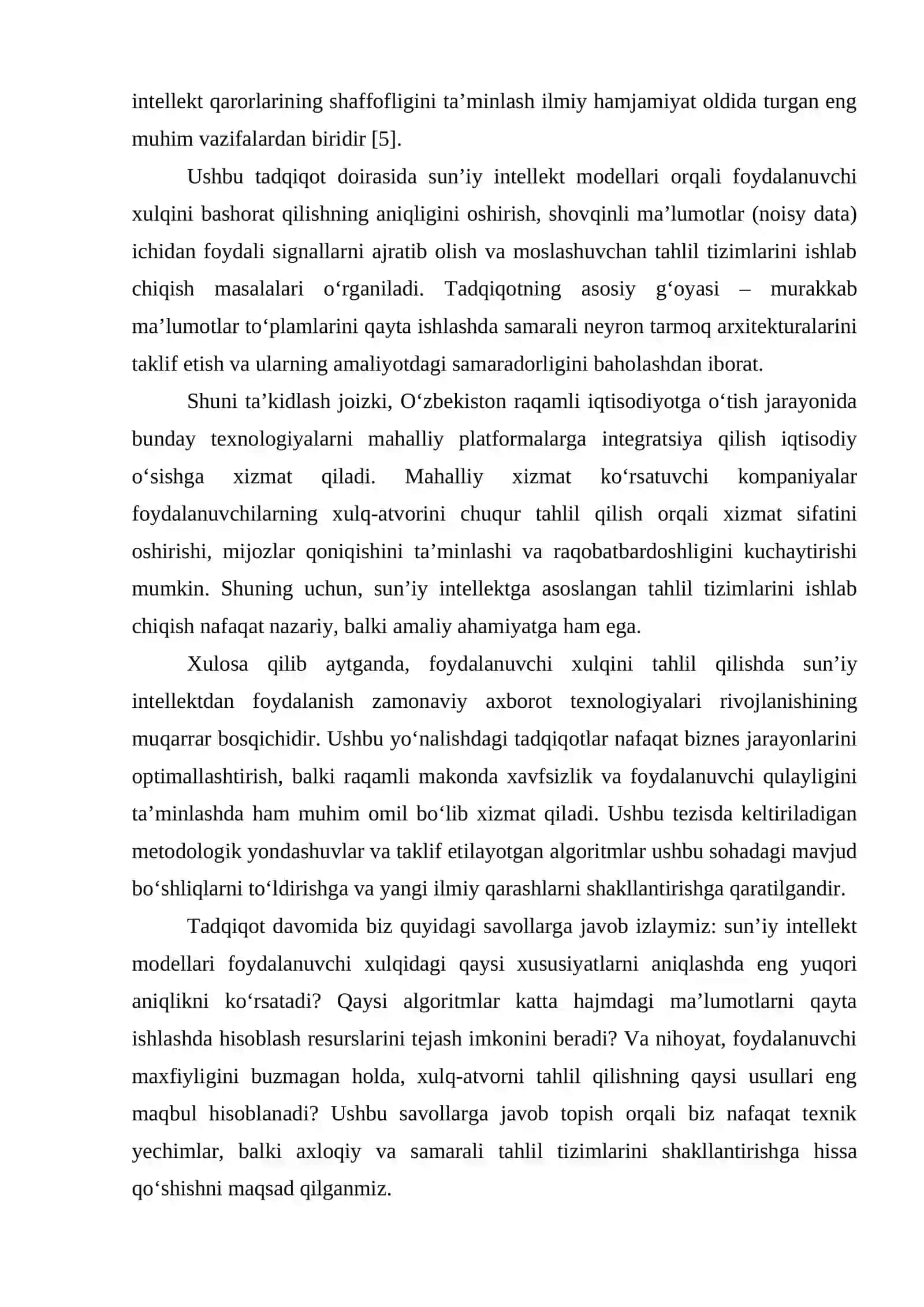 SUNIY INTELLEKT ASOSIDA FOYDALANUVCHI XULQINI TAHLIL QILISH 3