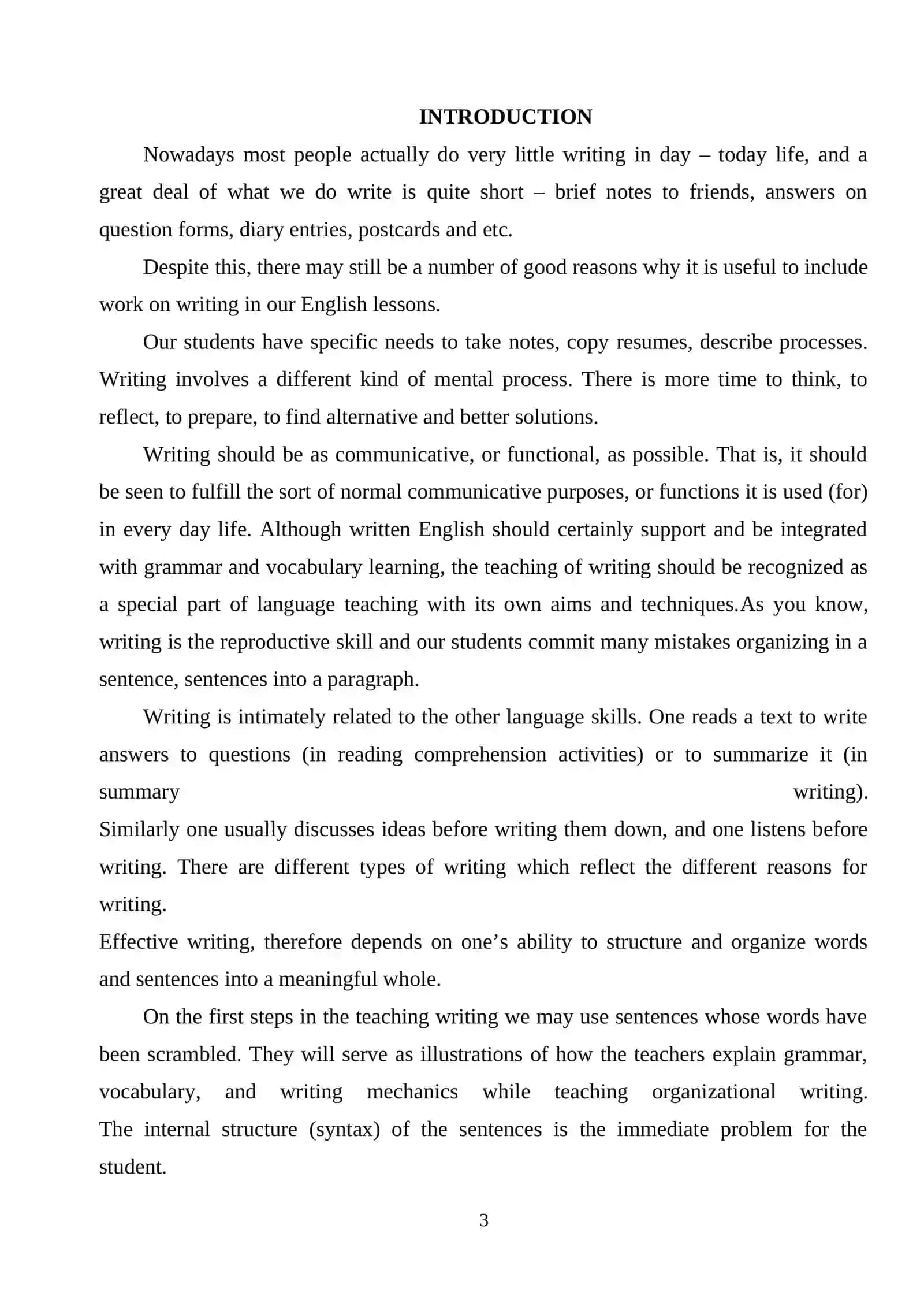 Developing writing skills of A2 level students with an essay 3