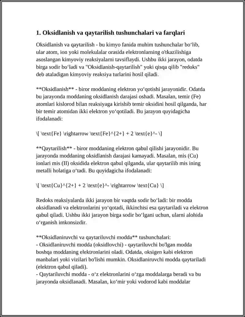 OKSIDLANISH-QAYTARILISH REAKSIYALARINING TURLARI VA AHAMIYATI 3