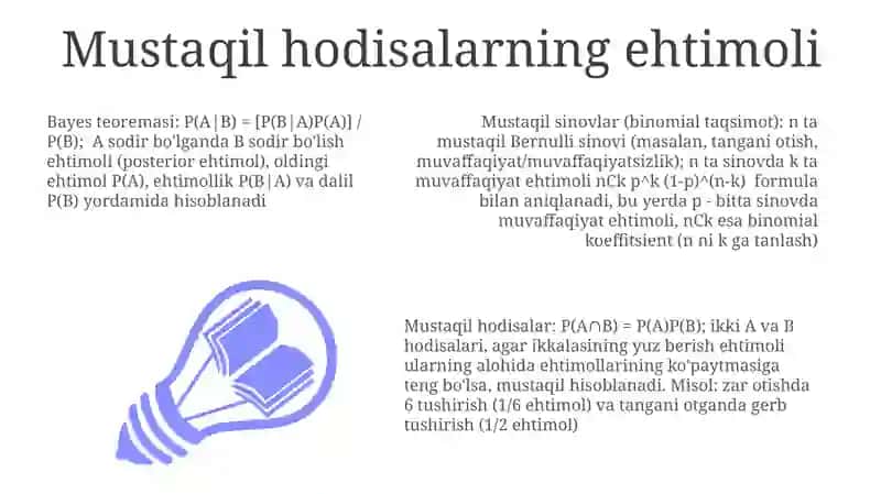 Bayes teoremasi va mustaqil sinovlar 3