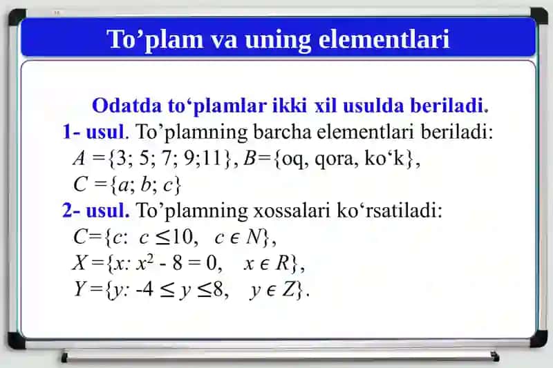 To‘plamlar va ular ustida bajariladigan amallar. Venn diagrammasi. 3
