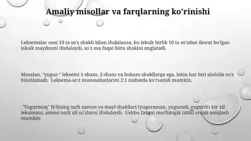 Leksema va soʻz ularning oʻzaro farqlari 3