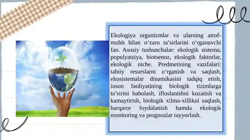 Ekologiya. Odam ekologik omil, biosfera va uning muammolari 3