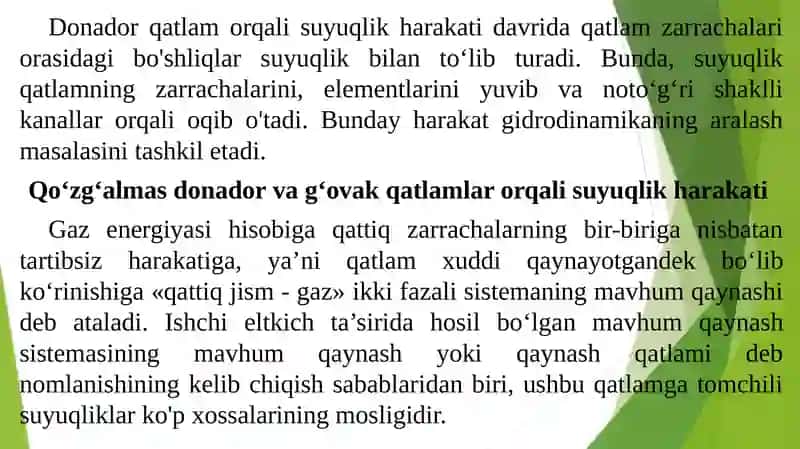 Qo‘zg‘almas va Mavhum Qaynash Qatlamlari Gidrodinamikasi 3