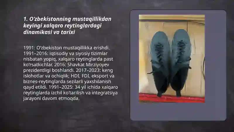 Oʻzbekistonning xalqaro reytingdagi koʻrsatkichlarini koʻtarishning tarixiy va siyosiy ahamiyati 3