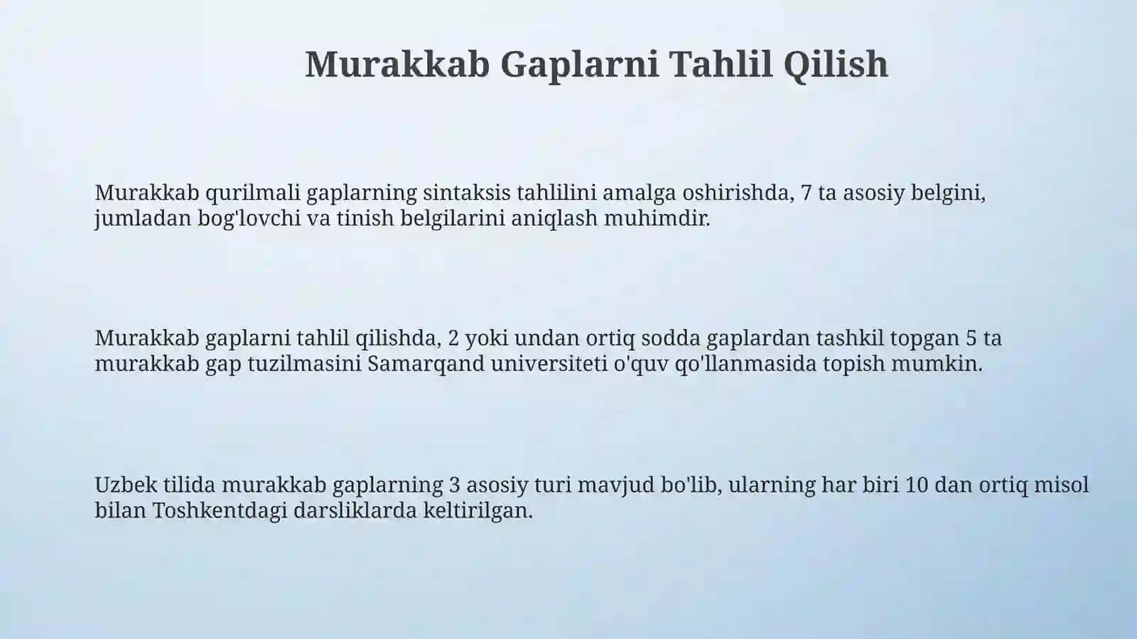 Murakkab Gaplar Tahlili 3