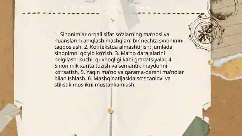 Sifat soʻz turkumini oʻrganishdagi leksik-semantik mashqlar 3