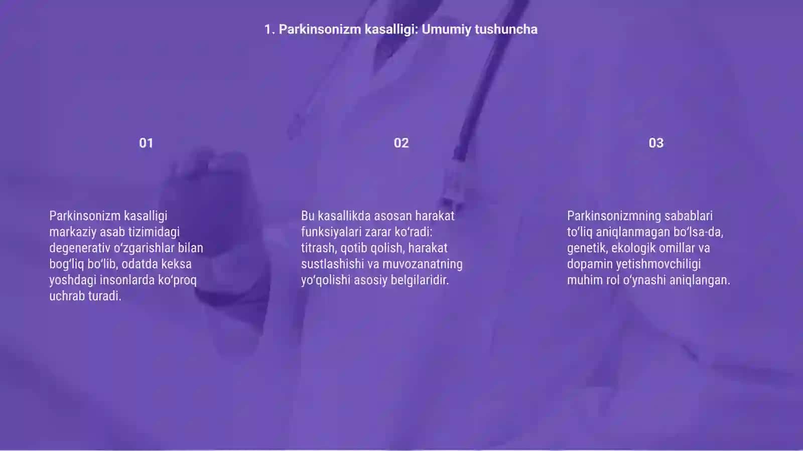 Parkinsonizm kasalligi klassifikatsiyasi, etiologiyasi, klinikasi va davolash usullari 3