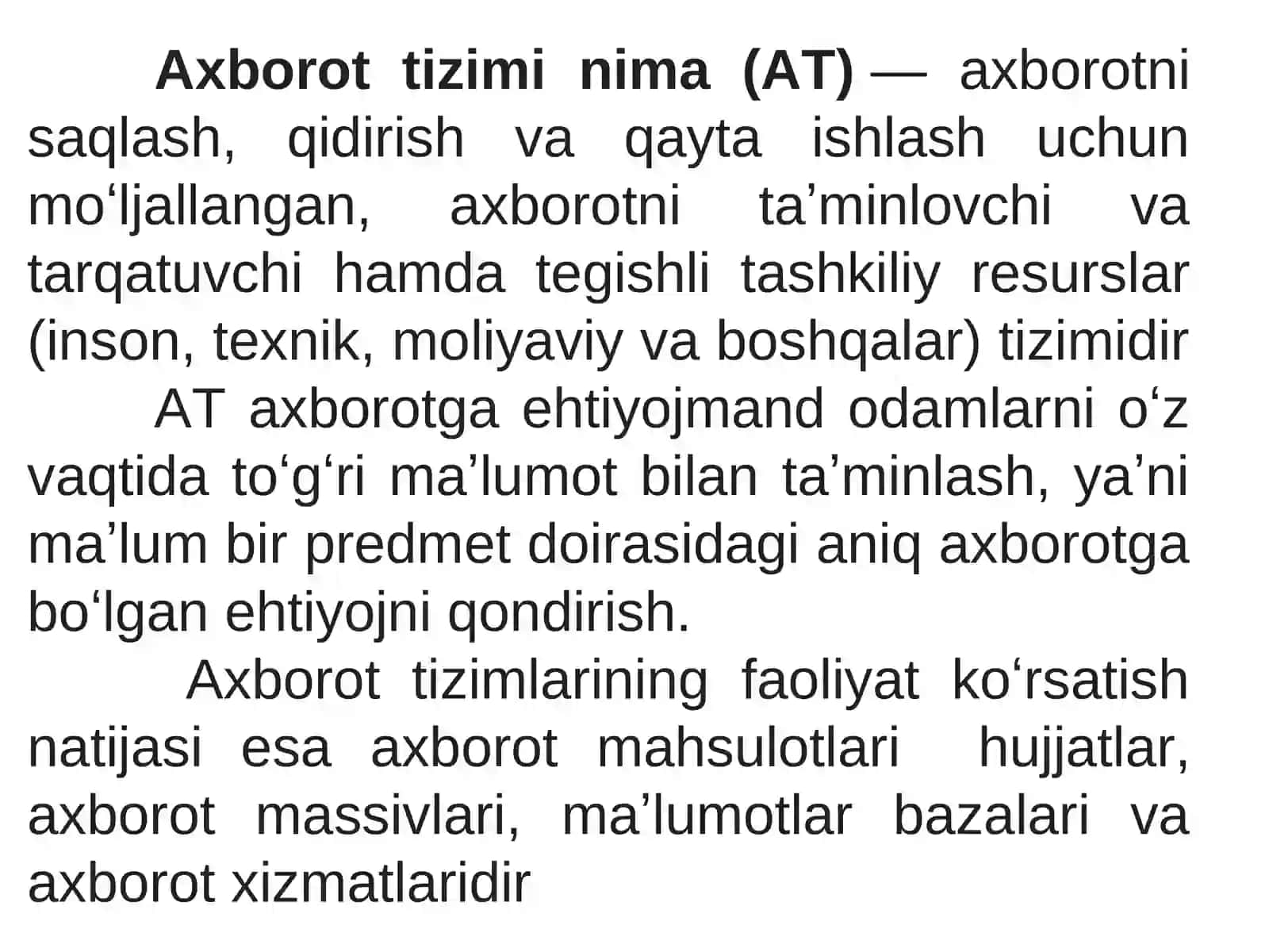 Axborot tizimi tushunchasi va uning tarkibiy qismlari 3