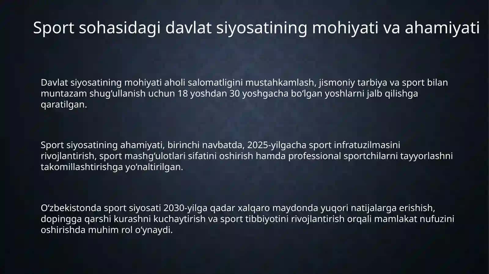 Sport sohasidagi davlat siyosati 3