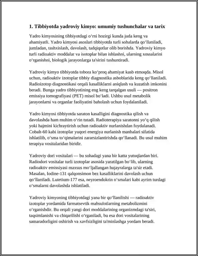 YADRO KIMYOSINING TIBBIYOTDAGI O'RNI 3