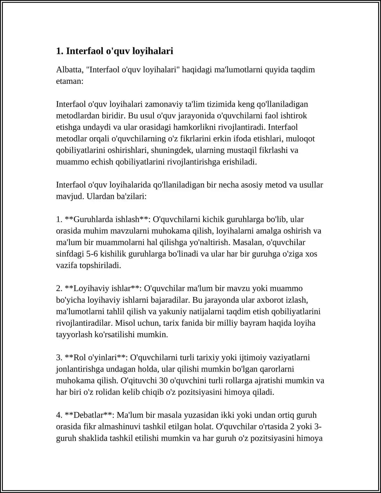 Interfaol o'quv loyihalari 3