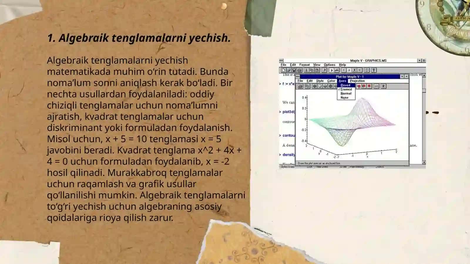 Maple amaliy dasturida turli xil matematik masalalarni yechish usullari 3