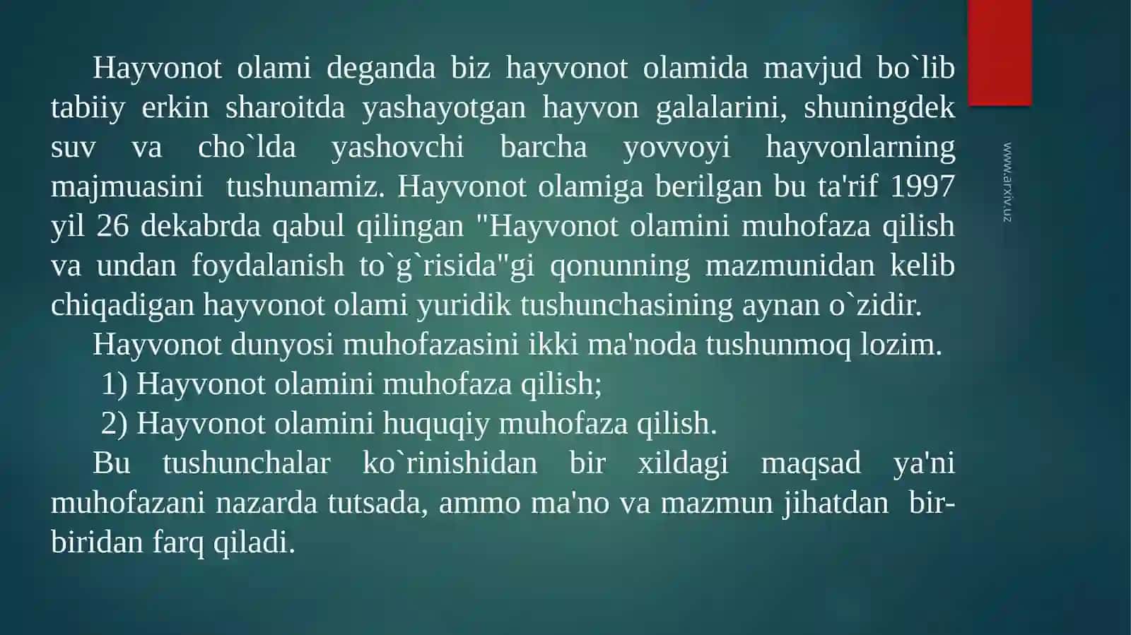 Hayvonot dunyosini muhofaza qilish yo'llari 3