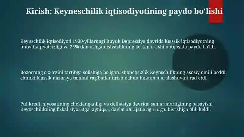 Keyns talimotiga turtki bolgan shart sharoitlar test 10 ta 3