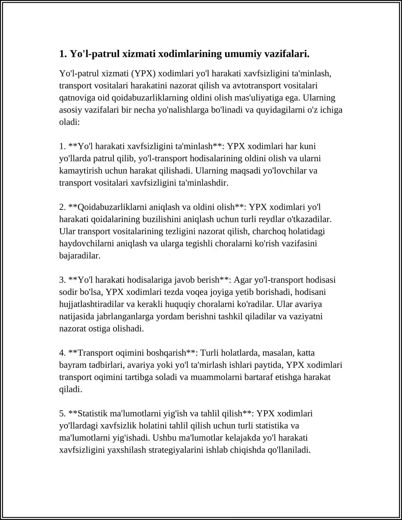 XORIJIY MAMLAKATLARDA YOʻL-PATRUL XIZMATI XODIMLARI TOMONIDAN XIZMAT VAZIFALARINI BAJARISHDA MAXSUS MOSLAMALARDAN FOYDALANISH TARTIBI 3