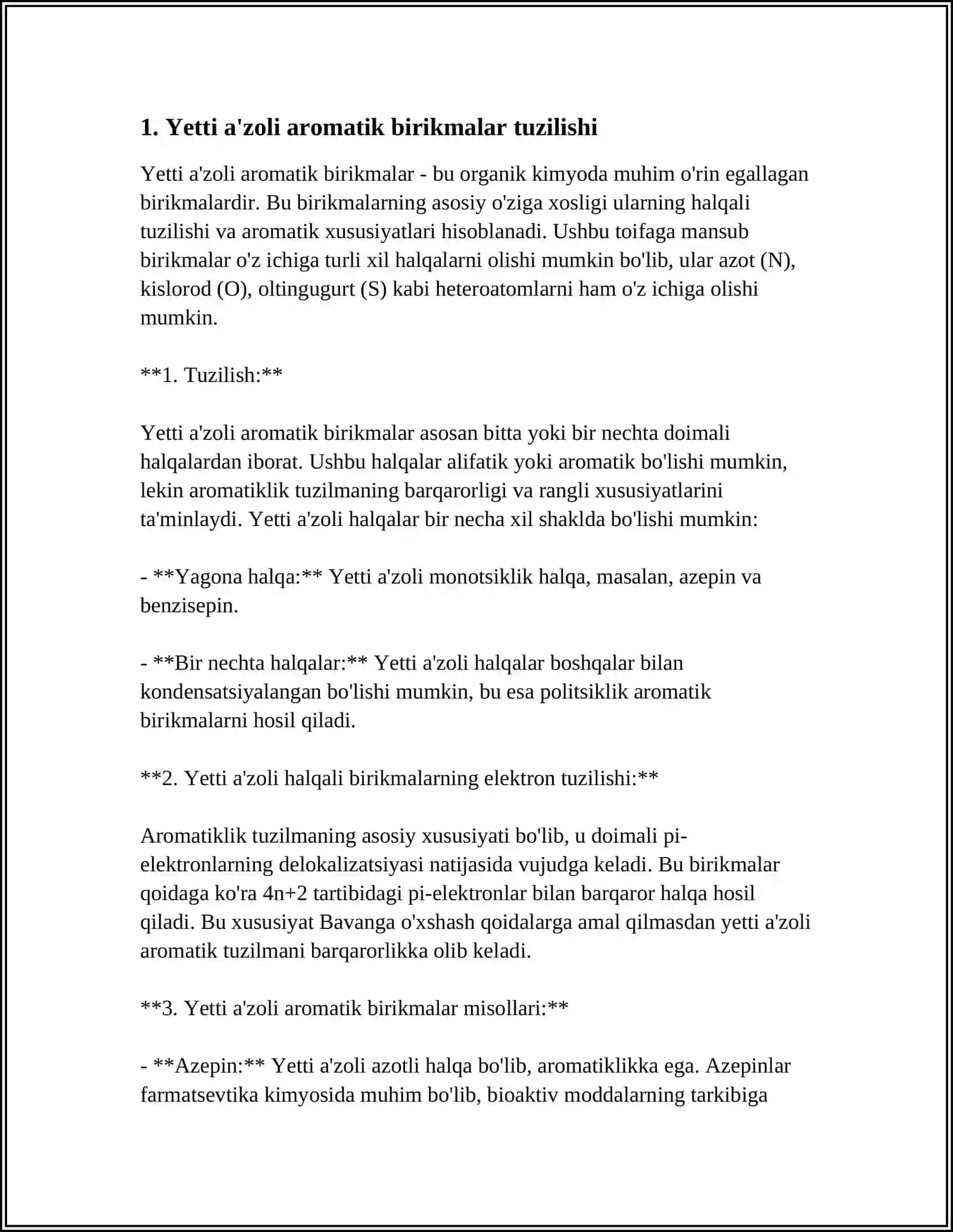 DORIVOR PREPARATLAR TARKIBIDAGI YETTI A'ZOLI AROMATIK BIRIKMALAR 3