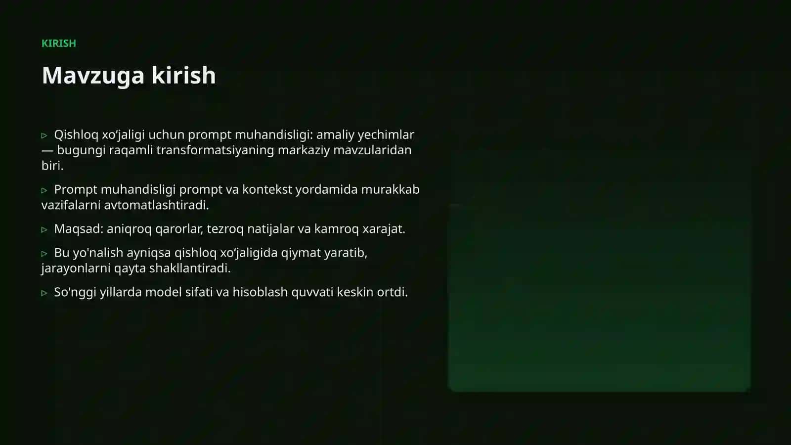 Qishloq xoʻjaligi uchun prompt muhandisligi: amaliy yechimlar 3