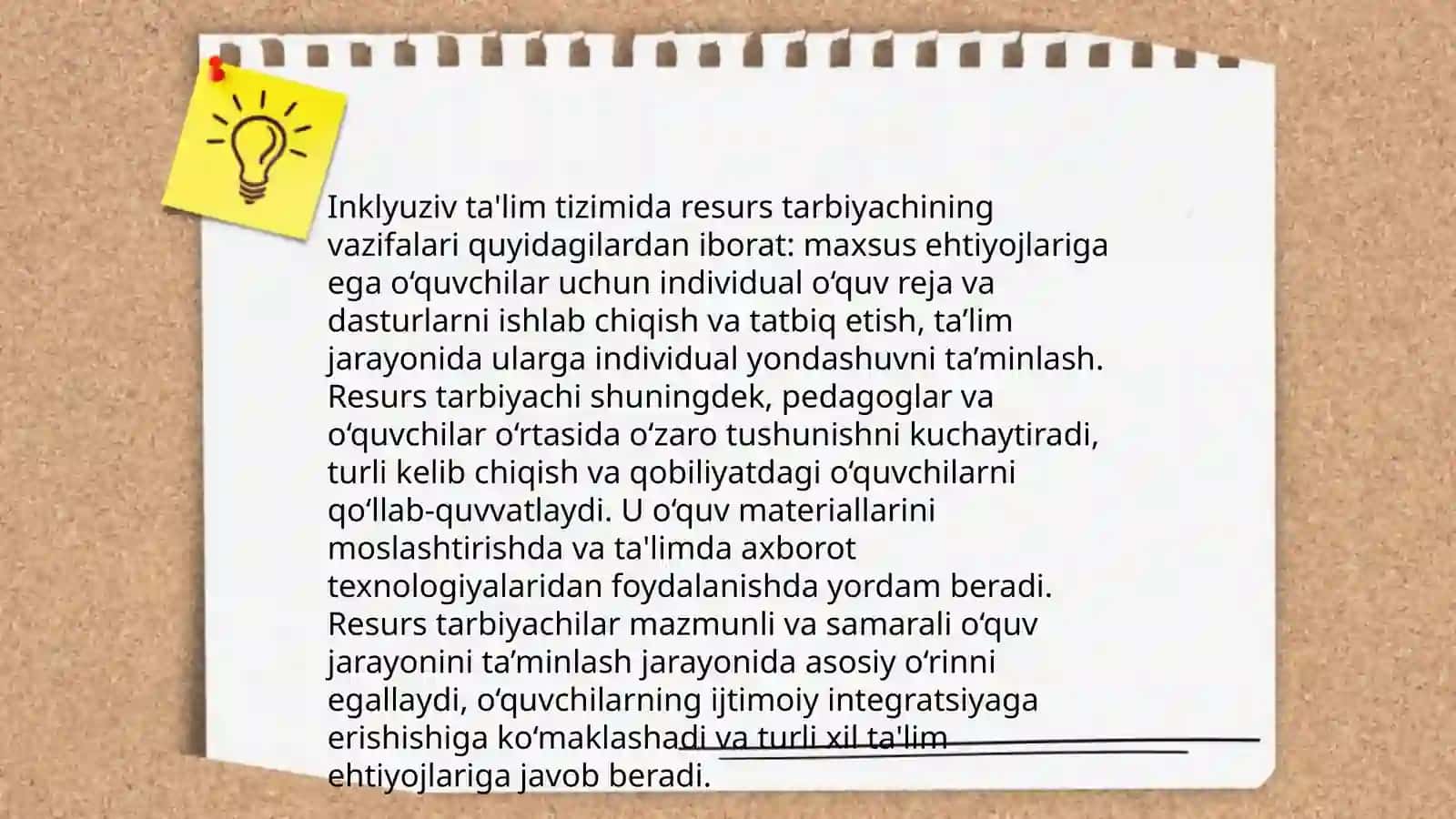 Inklyuziv taking tizimida faoliyat kõrsatuvchi resurs tarbiyachi va ijtimoiy pedogogni vazifalari 3