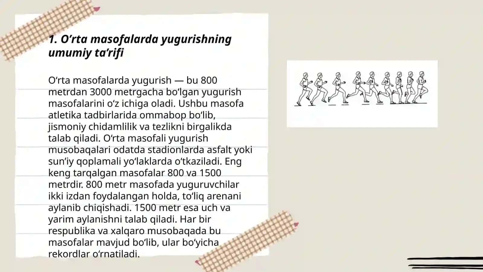 О’rta masofalarda yugurish turlari va ularni texnikasini o’rganish 3