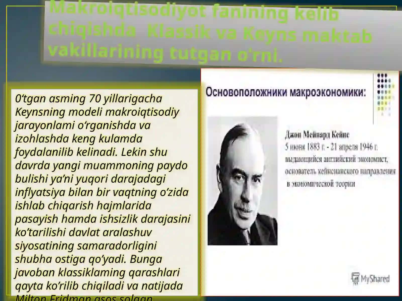 Klassik va Keyns iqtisodi o'rtasidagi asosiy ko'rsatkichlar vaularni hisoblash 3