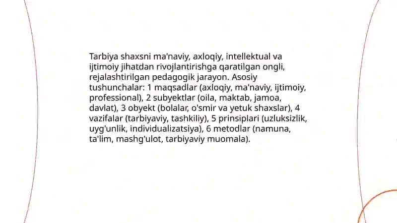 Tarbiyaning umumiy metodlari. Tarbiya qonuniyatlari va tamoyillari 3