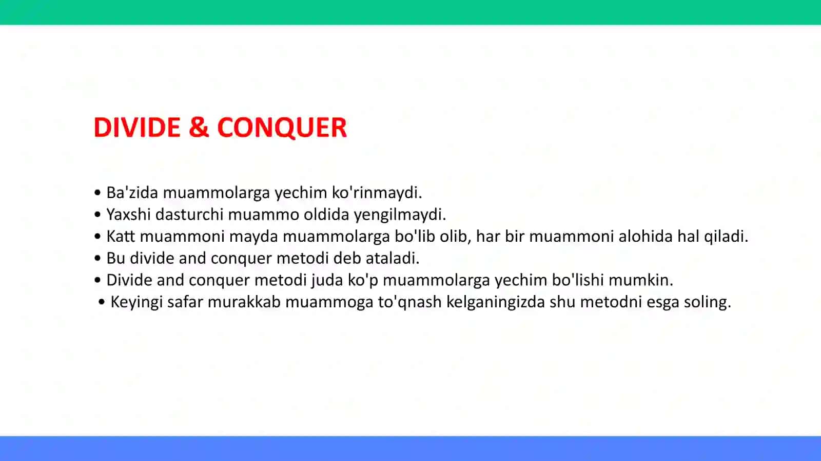 ALGORITMLAR| Divide and Conquer 3