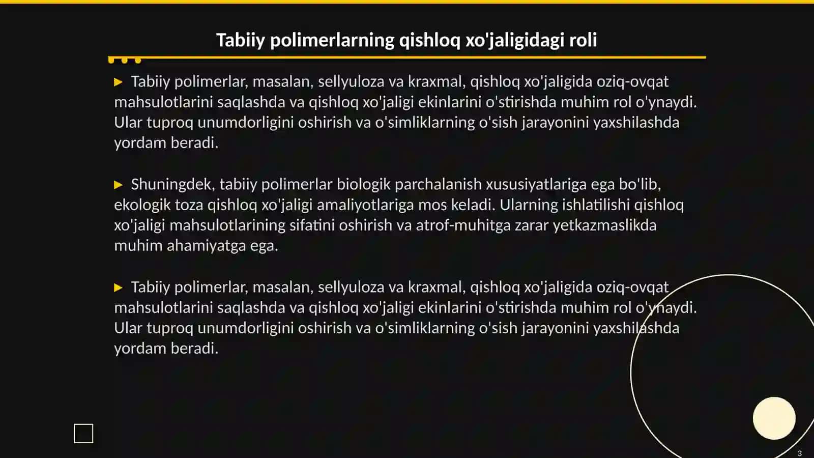 Tabiiy va sintetik polimerlar asosida qishloq xo'jaligi uchun muhim yangi preparatlar ishlab chiqarish 3