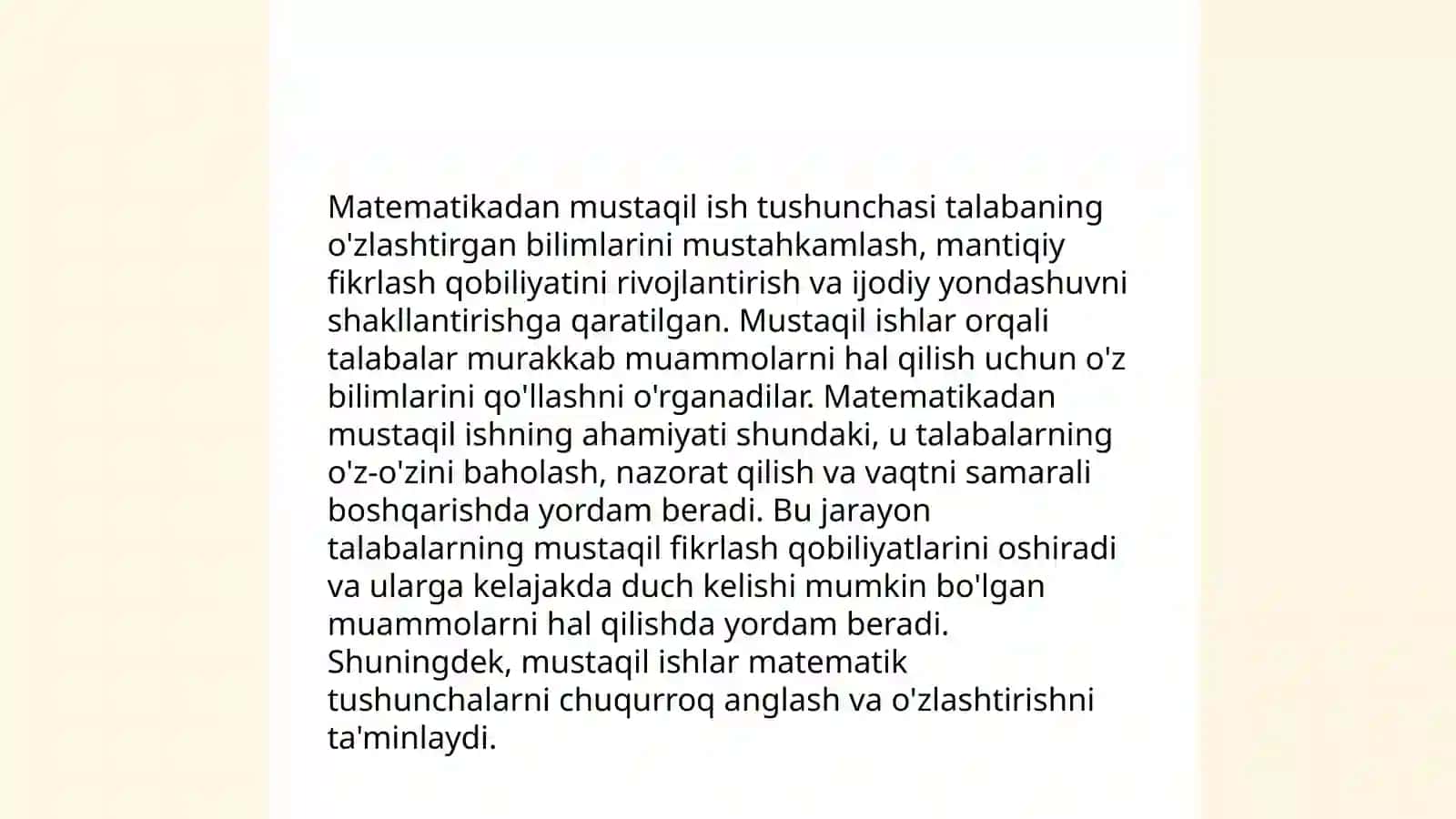 Matematika fani. Kurs ishi mavzusi 3