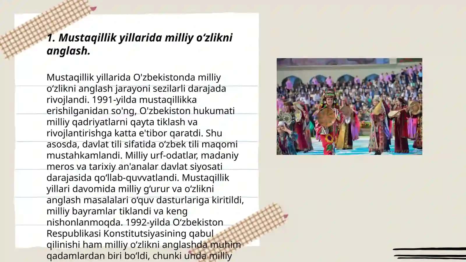 Mustaqillik yillarida milliy urf odatlar qadriyatlar va anʼanalarning qayta tiklanishi 3