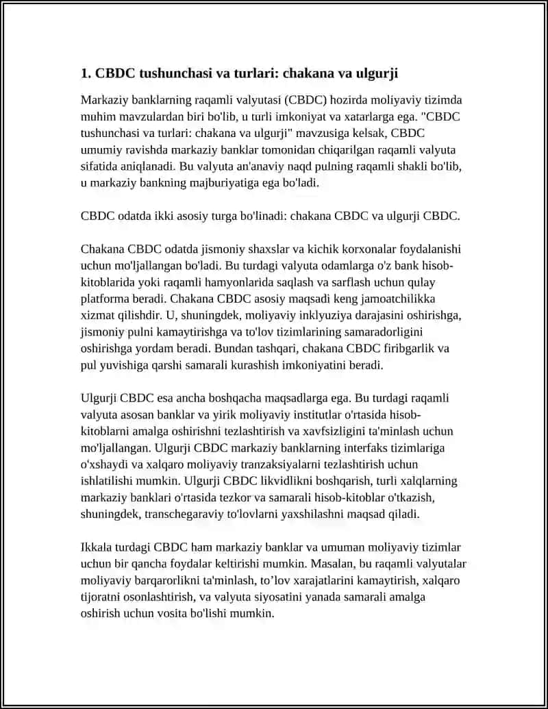 MARKAZIY BANKLARNING RAQAMLI VALYUTASI (CBDC): MOLIYAVIY TIZIM UCHUN IMKONIYATLARI VA XATARLARI 3