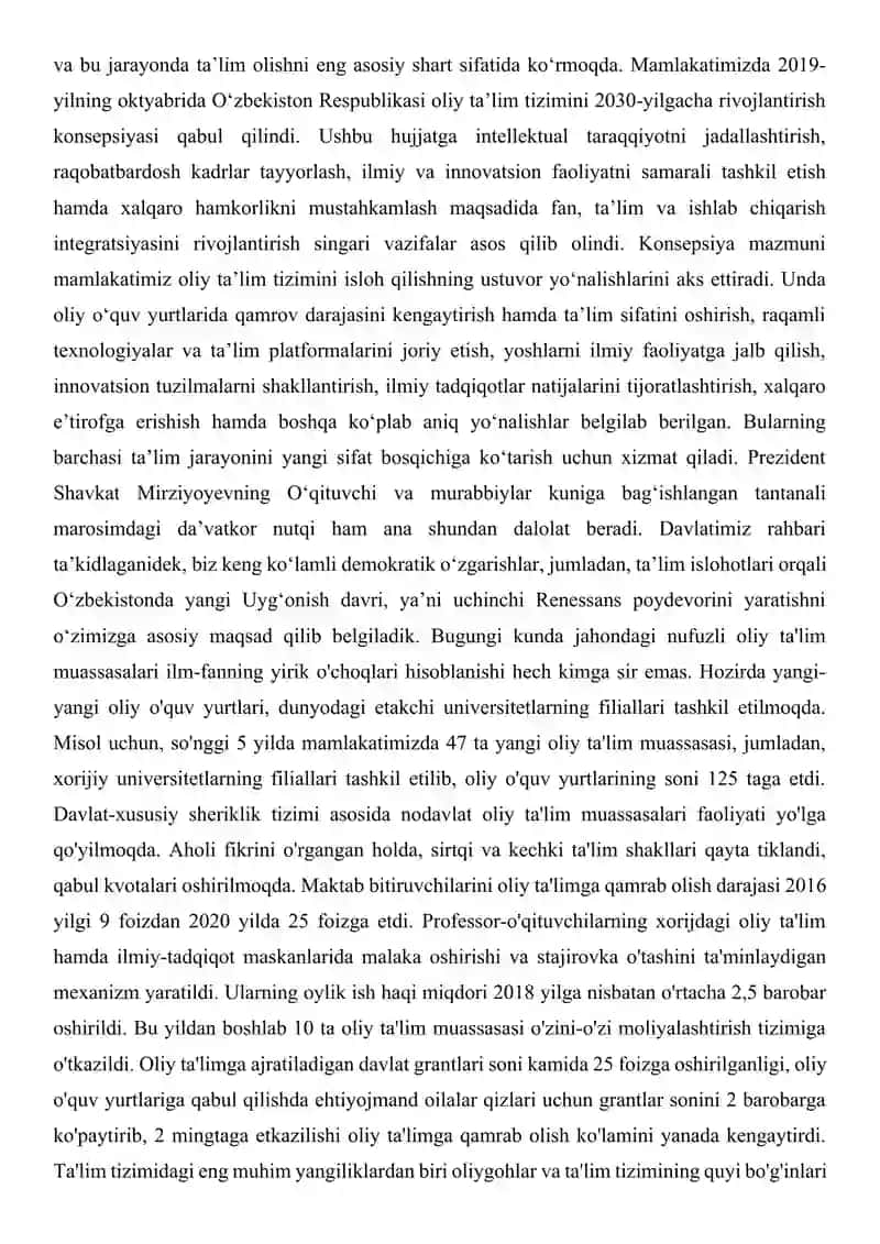 O'zbekistonda ta'lim sohasida amalga oshilayotgan islohotlar 3