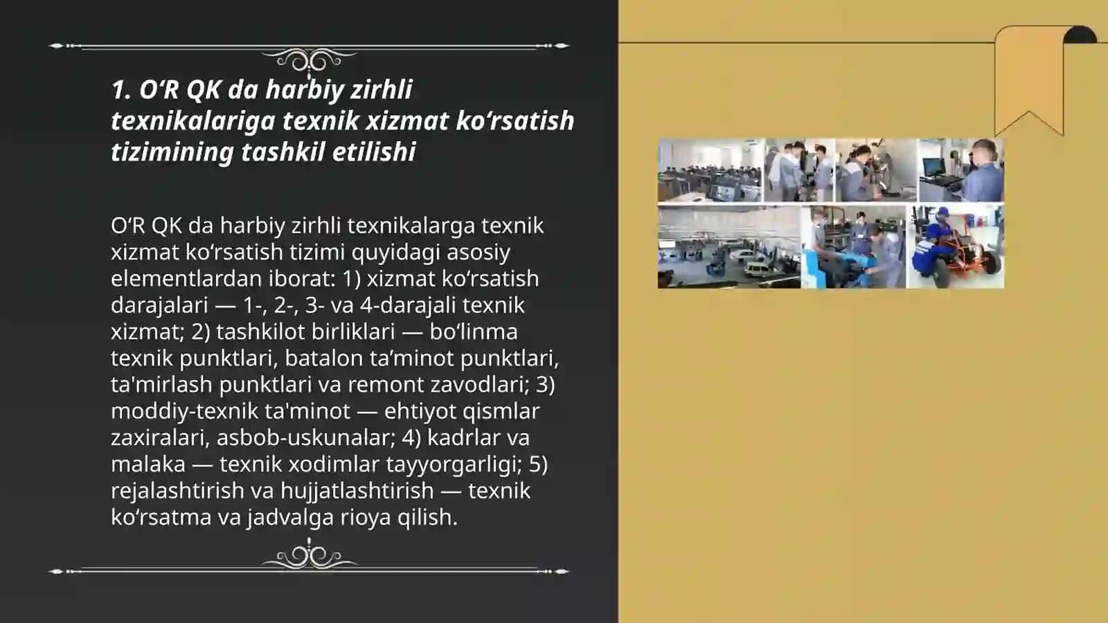 O‘R QK da harbiy zirhli texnikalariga texnik xizmat ko‘rsatish tizimi 3