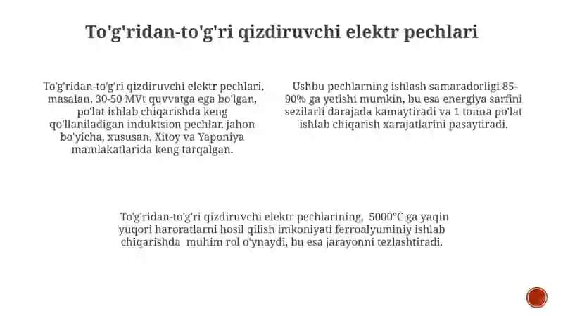 Po’lat va ferrosplav elektrometallurgiyasida elektr pechlar turlari 3