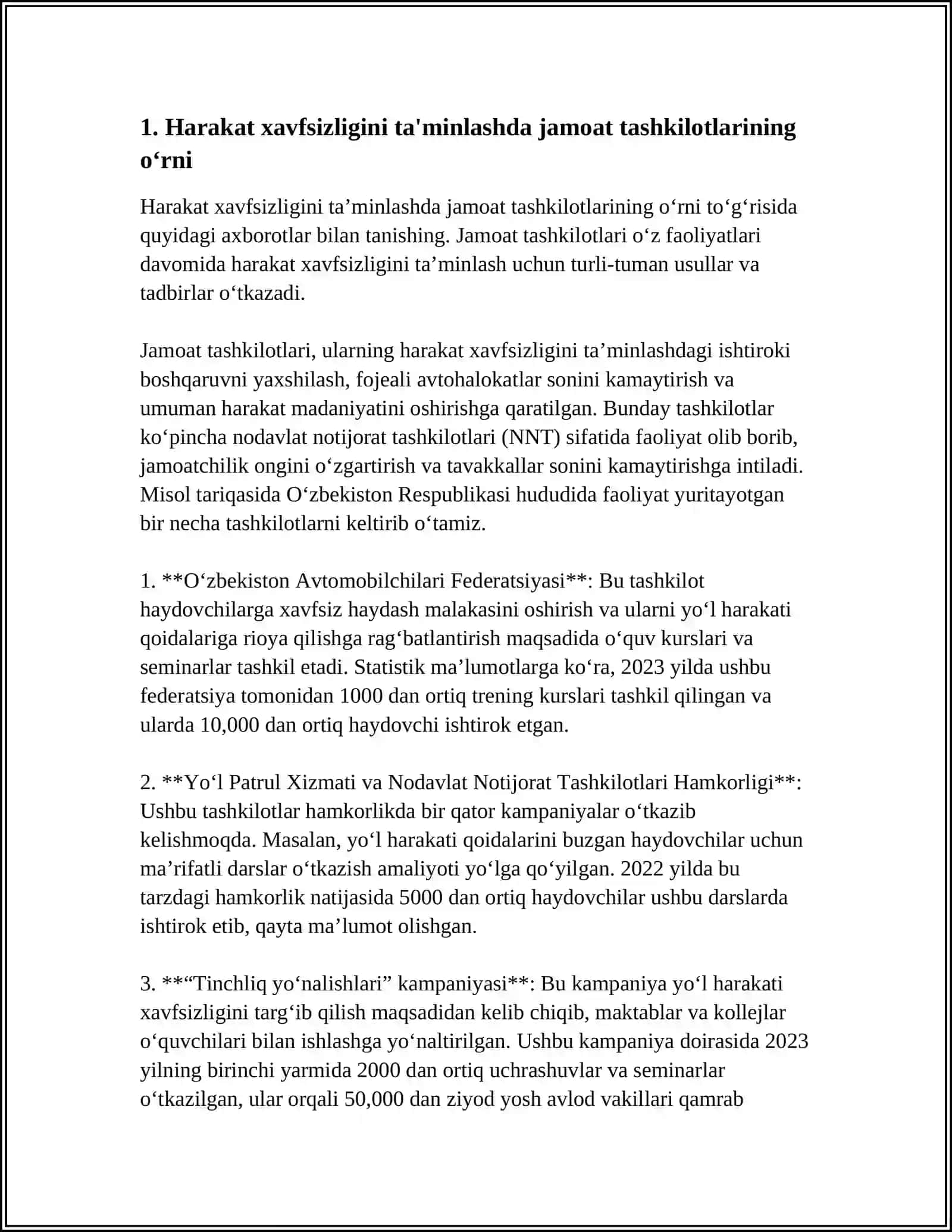 HARAKAT XAVSIZLIGINI TAMINLASH JAMOAT TASHKILOTLARINI VAZIFASI 3