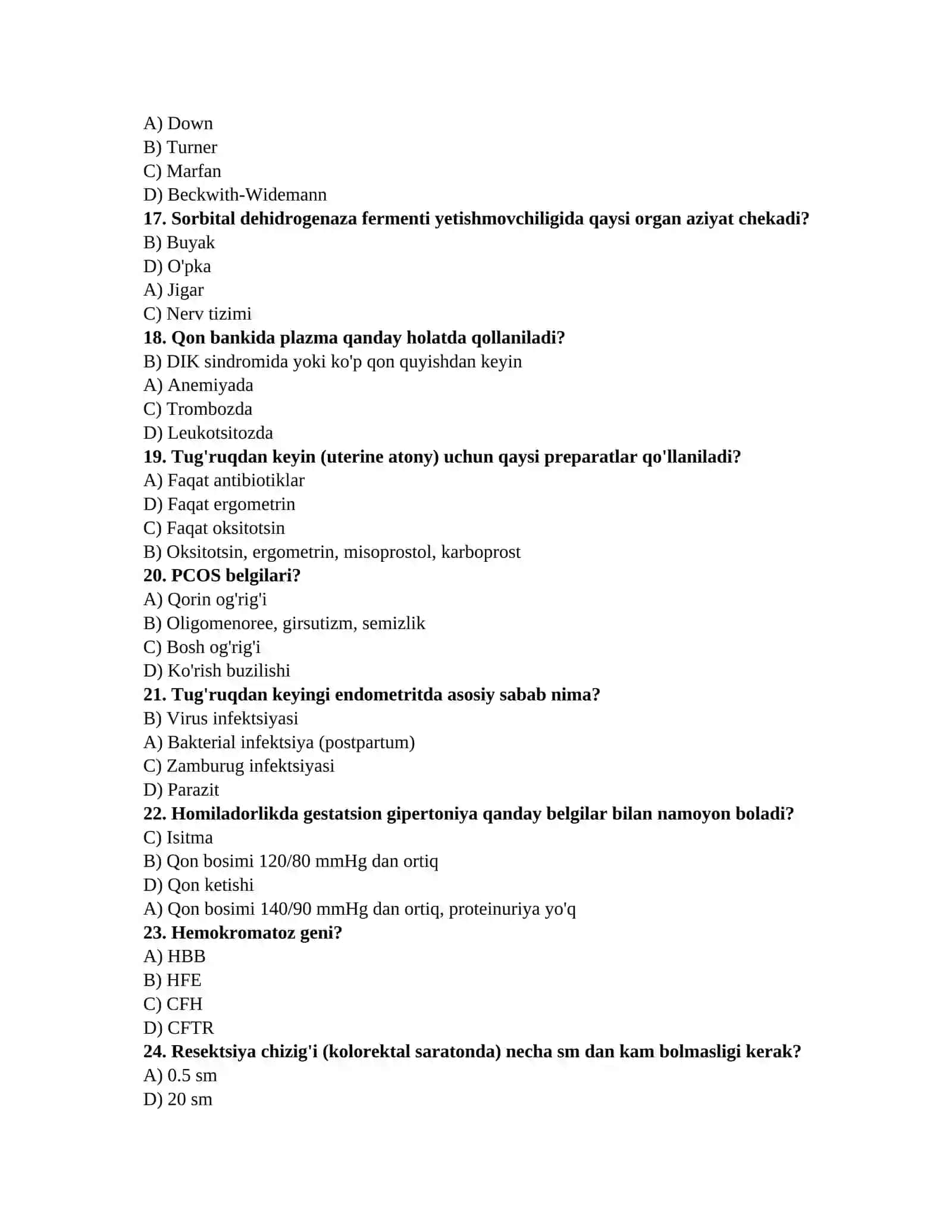 Ordinantura uchun testlar 3