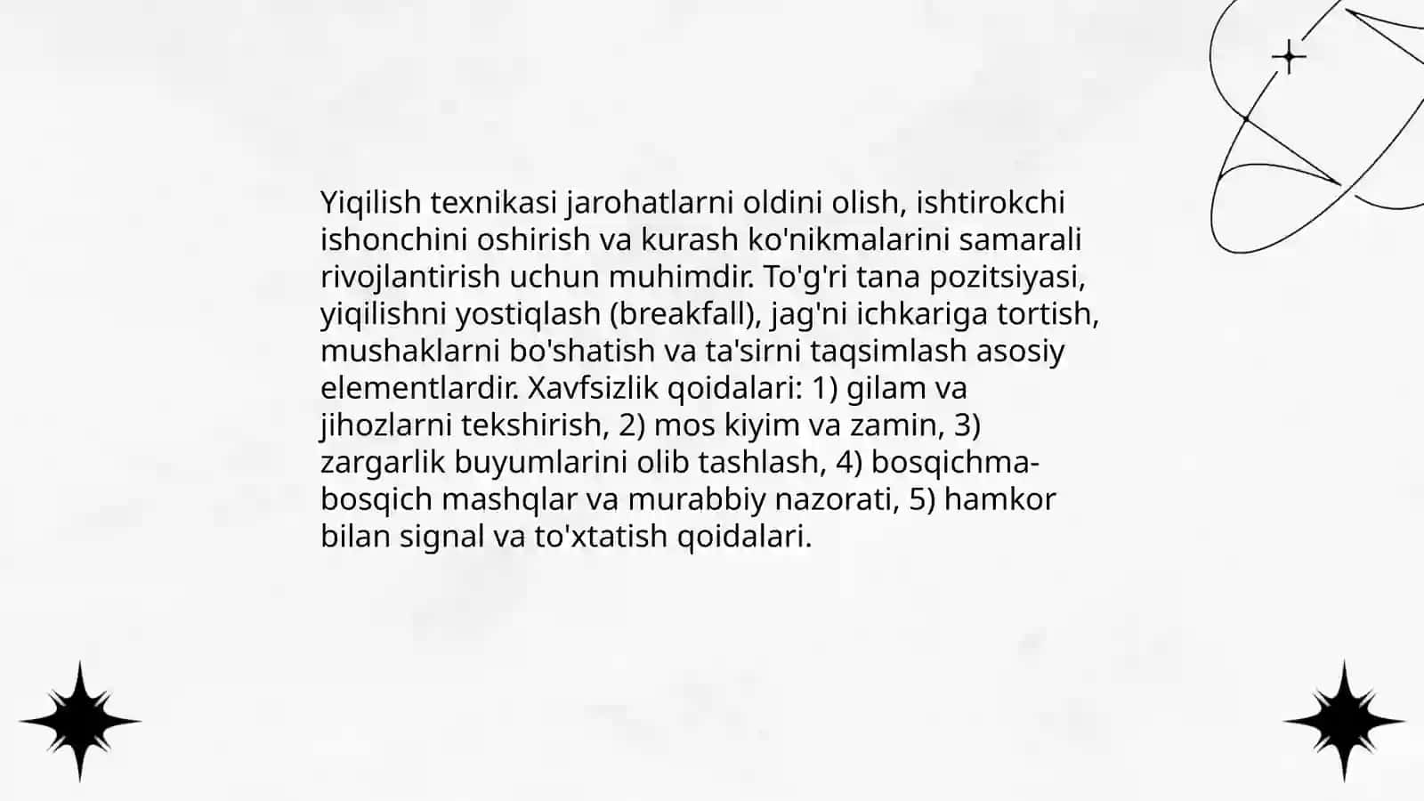 Kurash turlarida yiqilishlarini o'rgatish 3