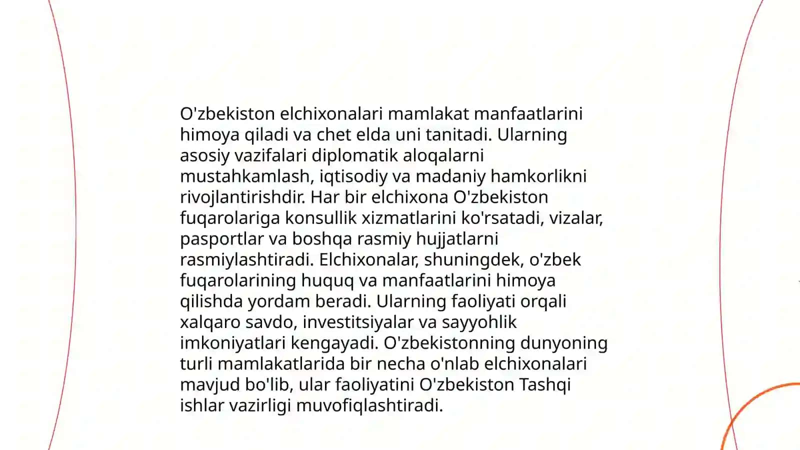 Mavzu: O'zbekistonning elchixonalari 3