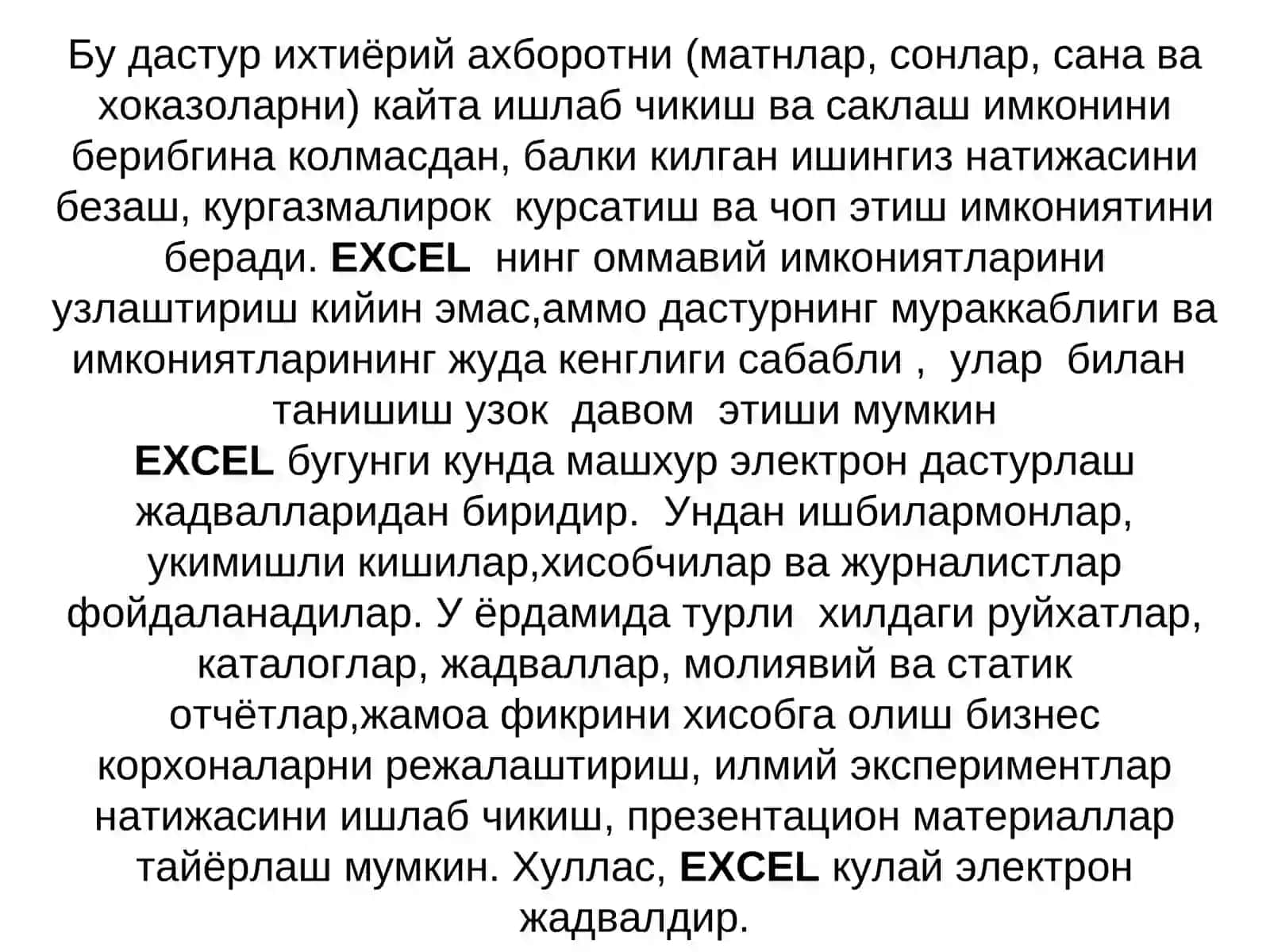 Microsoft Excel dasturiga kirish 3