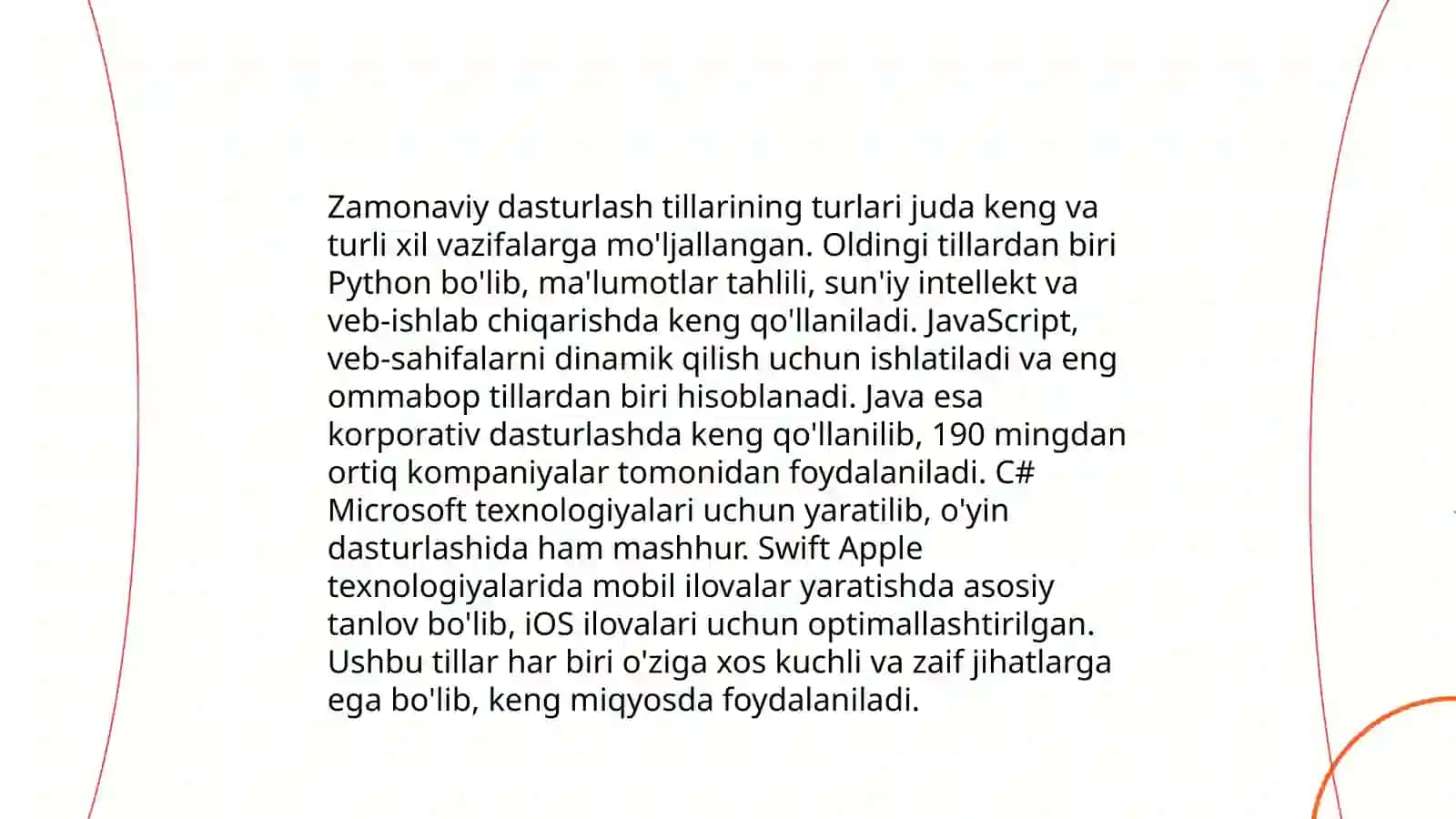 Zamonaviy dasturlash tillari.Dasturlash muhitlari 3