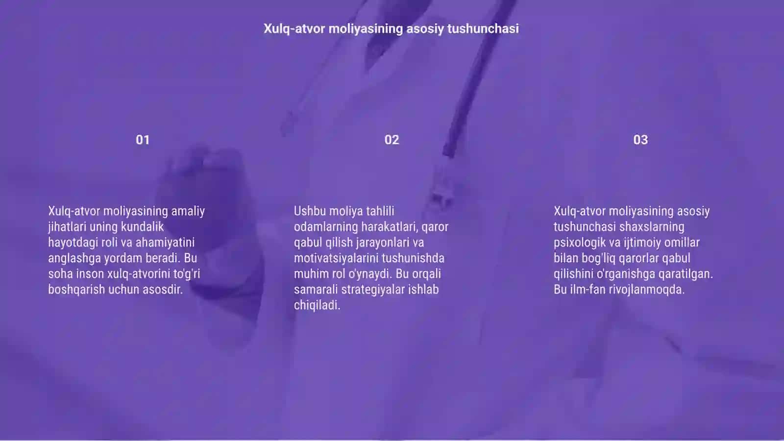 Xulq-atvor moliyasining amaliy jihatlari 3