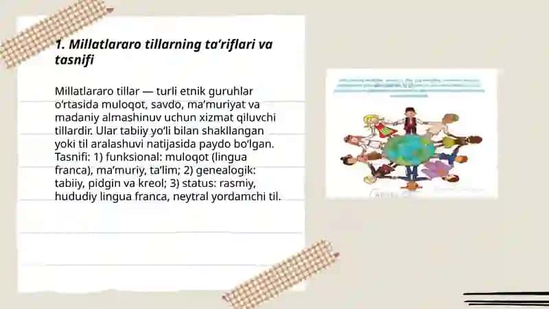 Millatlararo tillar, Xalqaro tillar va sunʼiy tillar 3