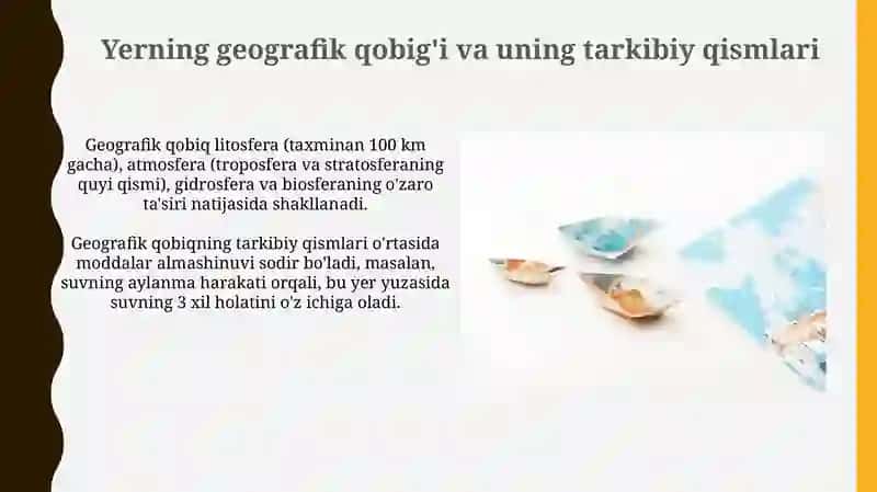 Yerning geografik qobigʻi.Gidrosfera 3