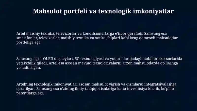 Mahsulot portfeli va texnologik imkoniyatlar 3