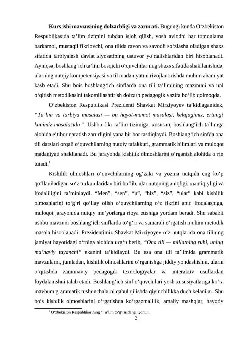Boshlang'ich sinfda kishilik olmoshlarini o'rganish uslubiyoti 3