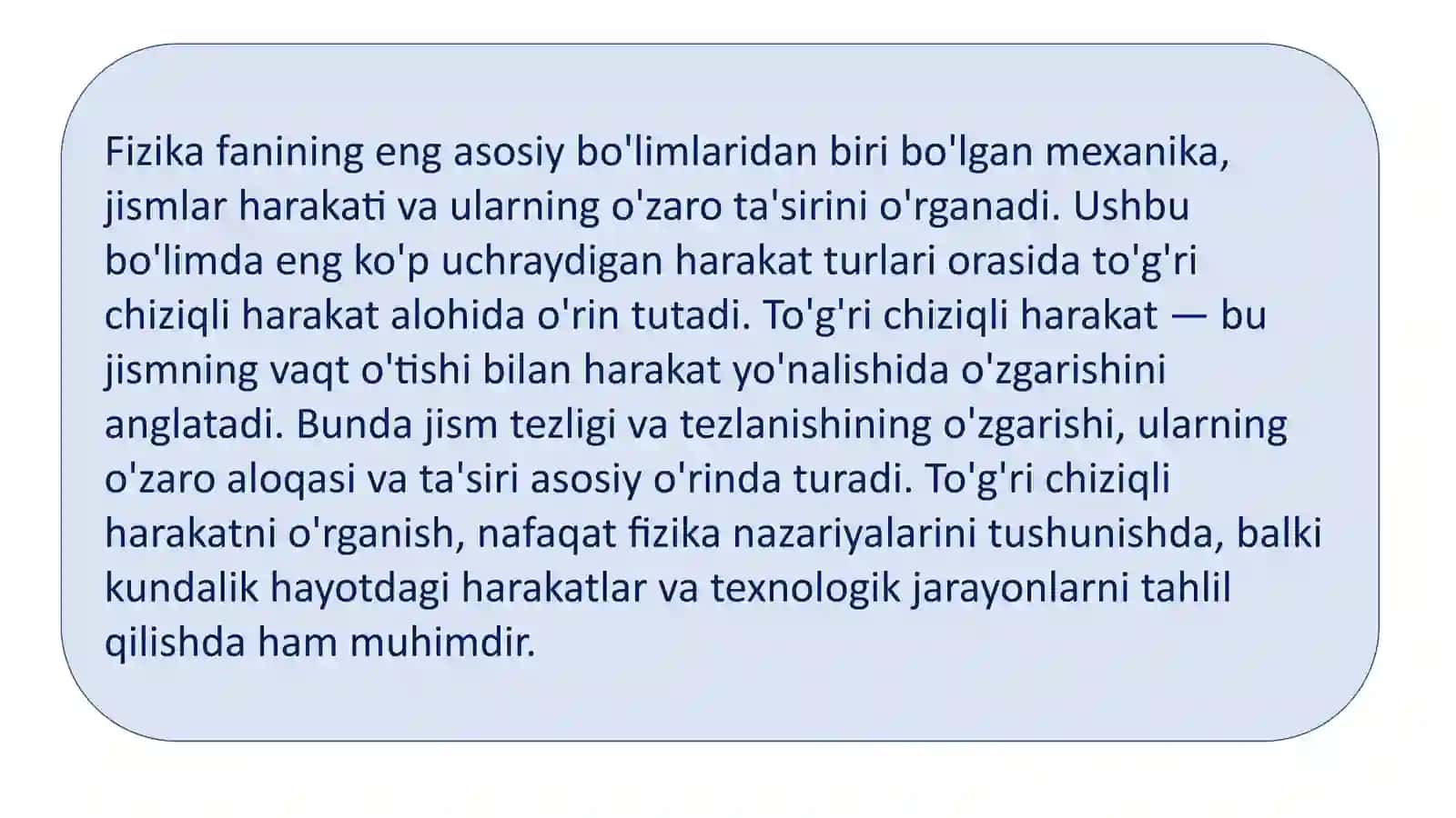 TO'G'RI CHIZIQLI HARAKATDA TEZLIK VA TEZLANISH 3