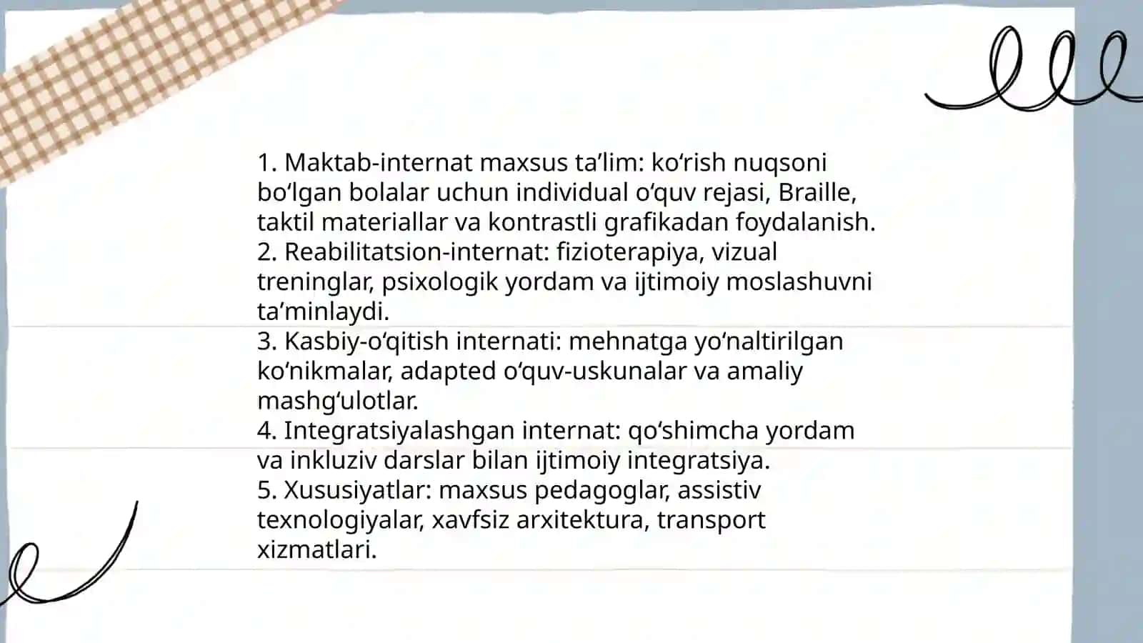 Ko‘rishda nuqsoni bo‘lgan bolalarning korreksiyaga yo‘naltirilgan maxsus ta‘lim shakllari 3