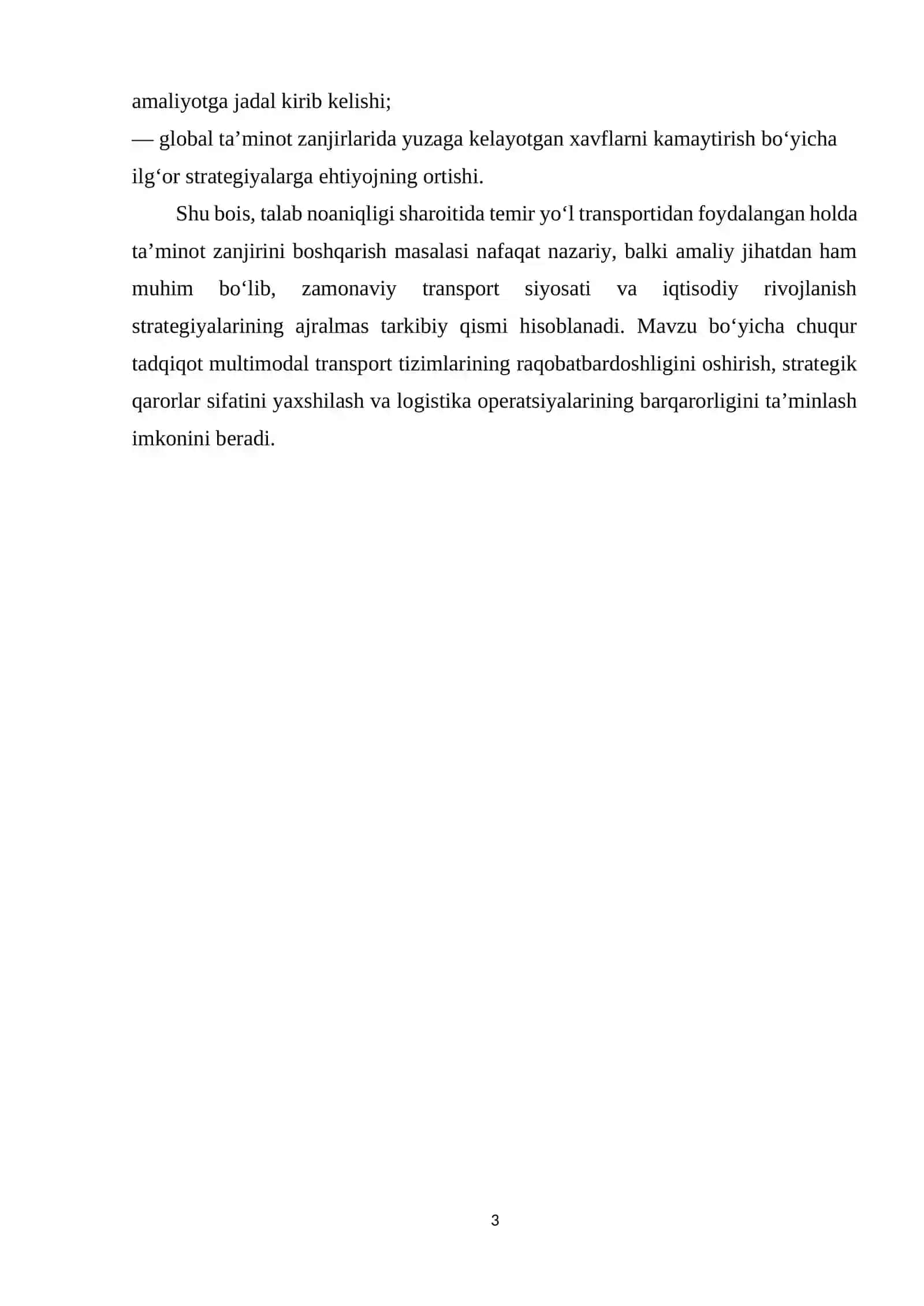 Talab noaniqligi sharoitida temir yo‘l transportidan foydalangan holda ta’minot zanjirlarini boshqarishning zamonaviy usullari 3