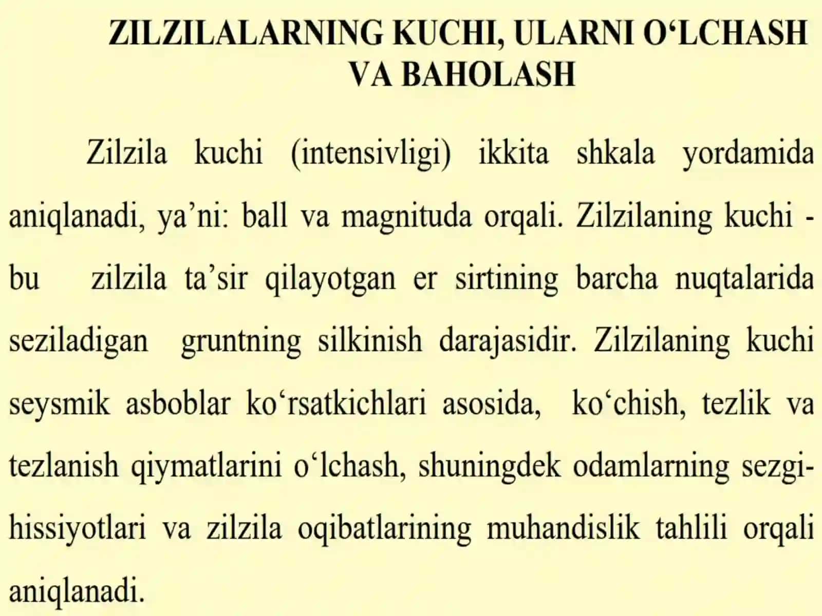 Zilzila Kuchi va Energiyasi 3