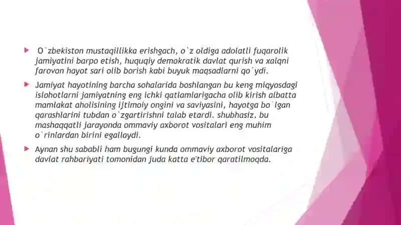 MATBUOT VA JURNALIST FAOLIYATI ERKINLIGI 3